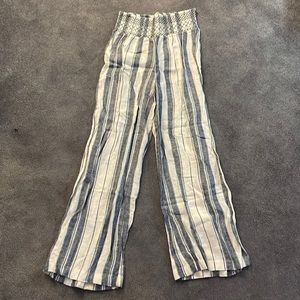 blue and white flowy pants